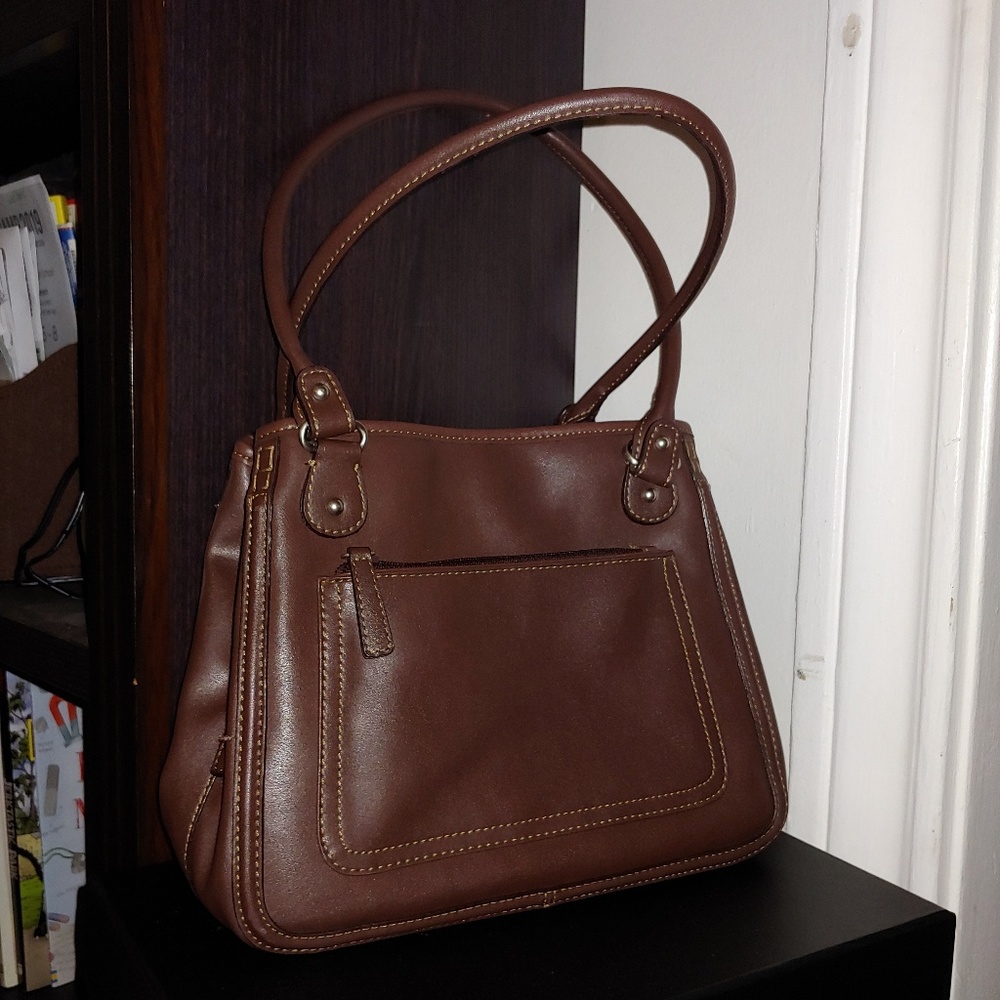 NINE WEST - Brown Double Handle Red Lining Handbag